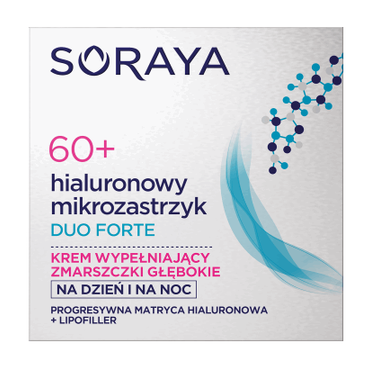 Soraya -  Soraya Hialuronowy mikrozastrzyk Duo Forte Krem 60+ wypełniający zmarszczki głębokie na dzień i na noc 50ml
